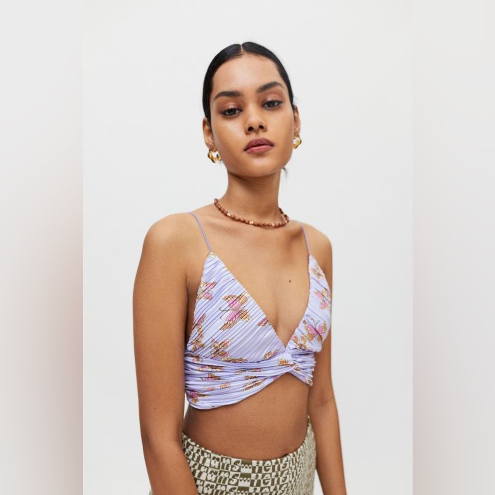 Y2K Purple Butterfly Crop